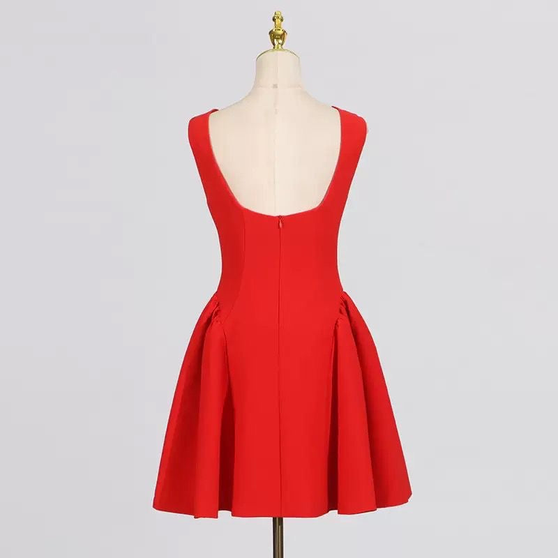 Sleeveless Mini Dress with Structured Fit and Flared Skirt