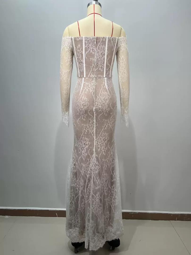 Evelisse Off-Shoulder Lace Corset Dress