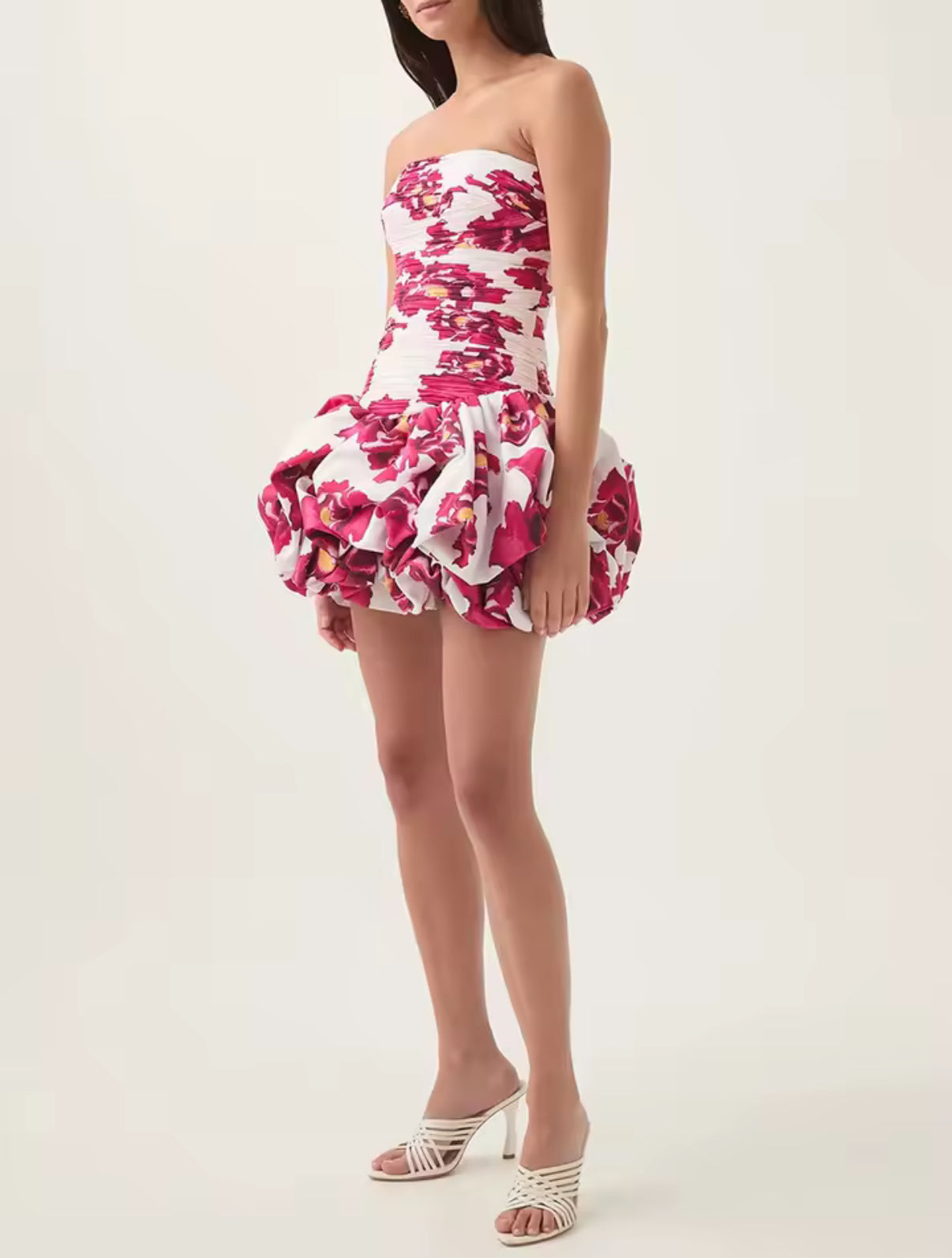 Flared Mini dress with unique Prints and Cascading Layers