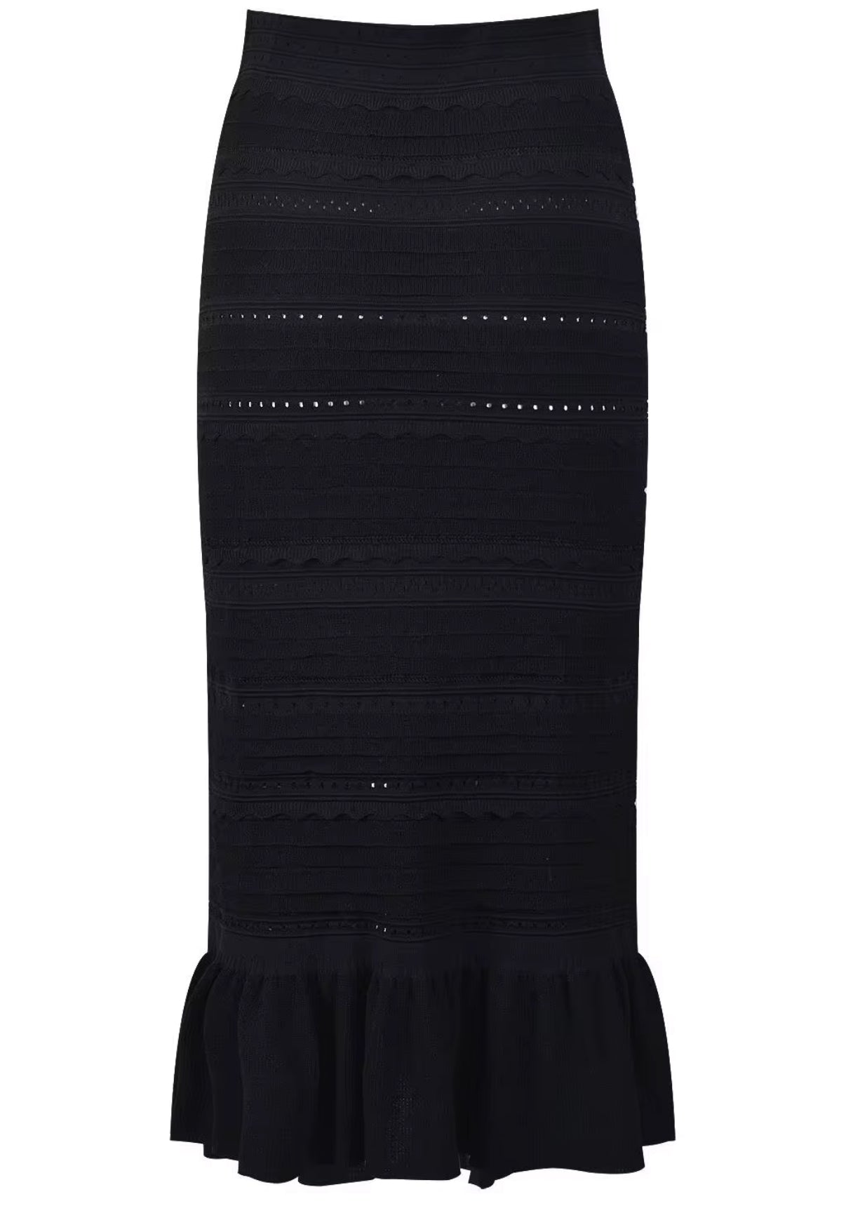 Black Crochet Crop Top & Midi Skirt Set