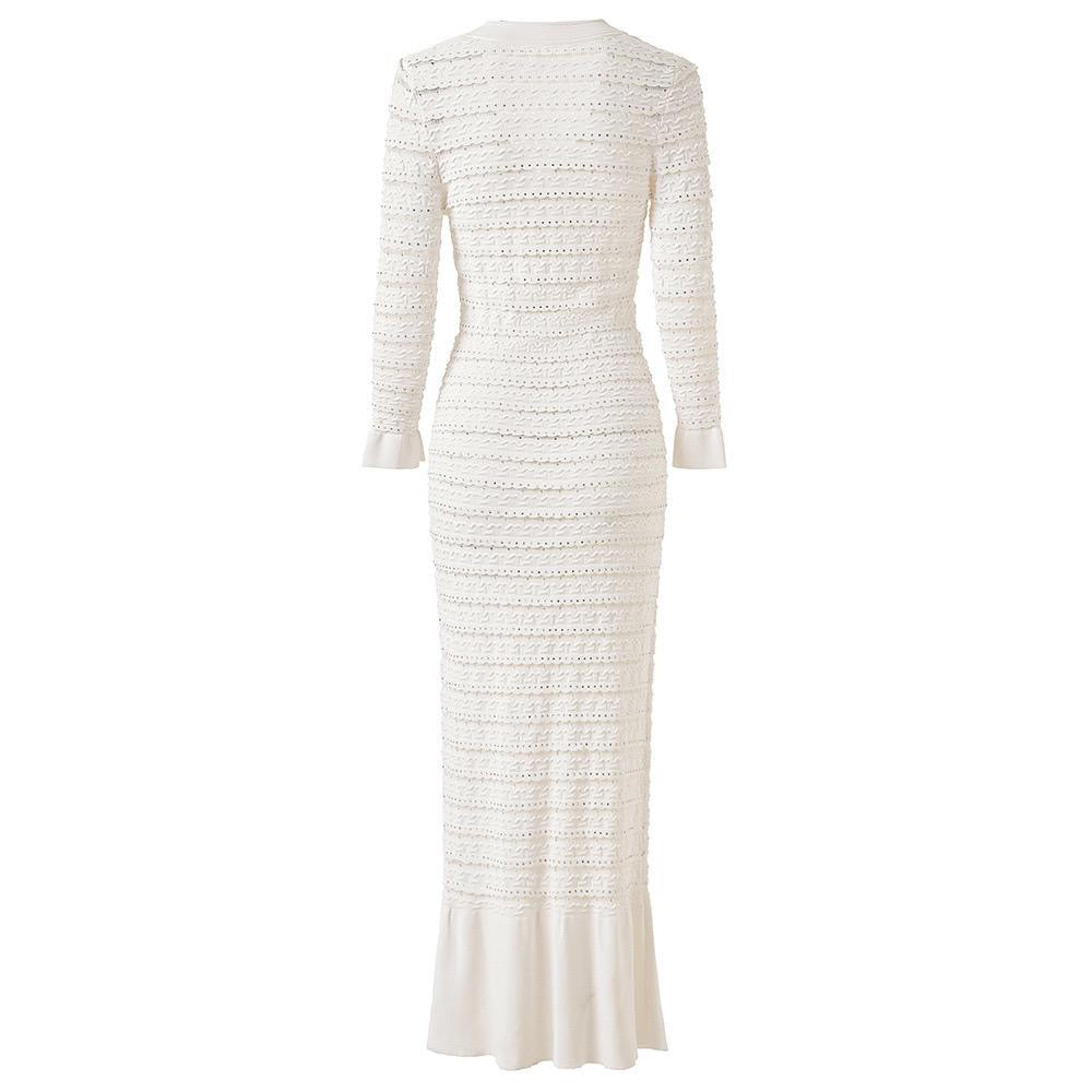 Textured Knit Maxi Dress with Button Front