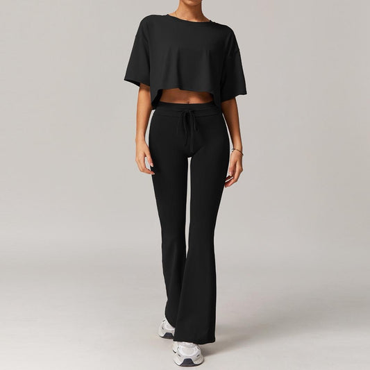 cropped tee with flare pants