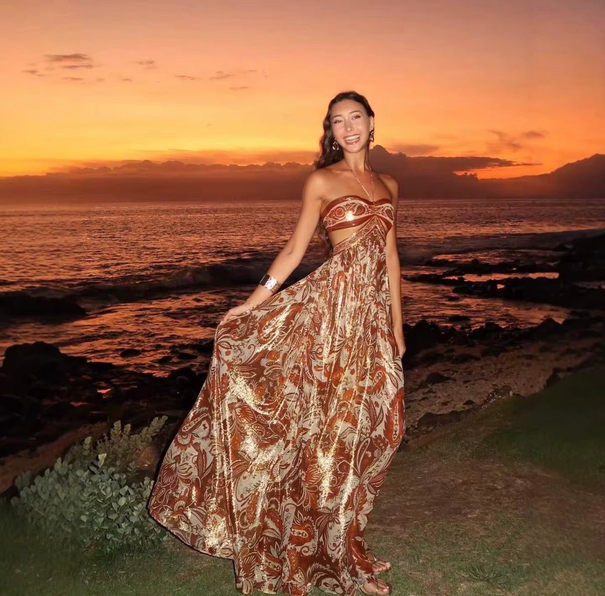 Bohemian Cutout Bandeau Maxi Dress – Yabaya Boutique