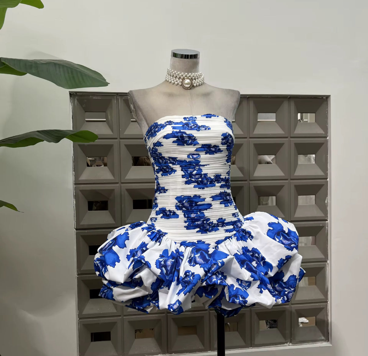 Flared Mini dress with unique Prints and Cascading Layers