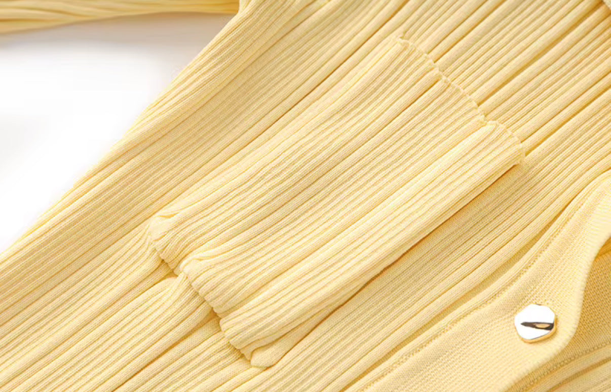 Collared Knit Maxi Dress with Pockets and Flared Hem