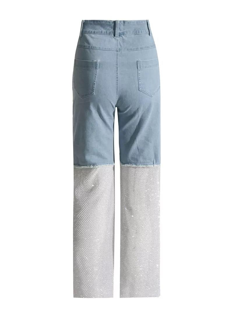 Shine Clash Denim Sequin Pants
