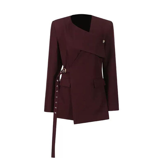 Modern Power Mini Dress with Angled Hem