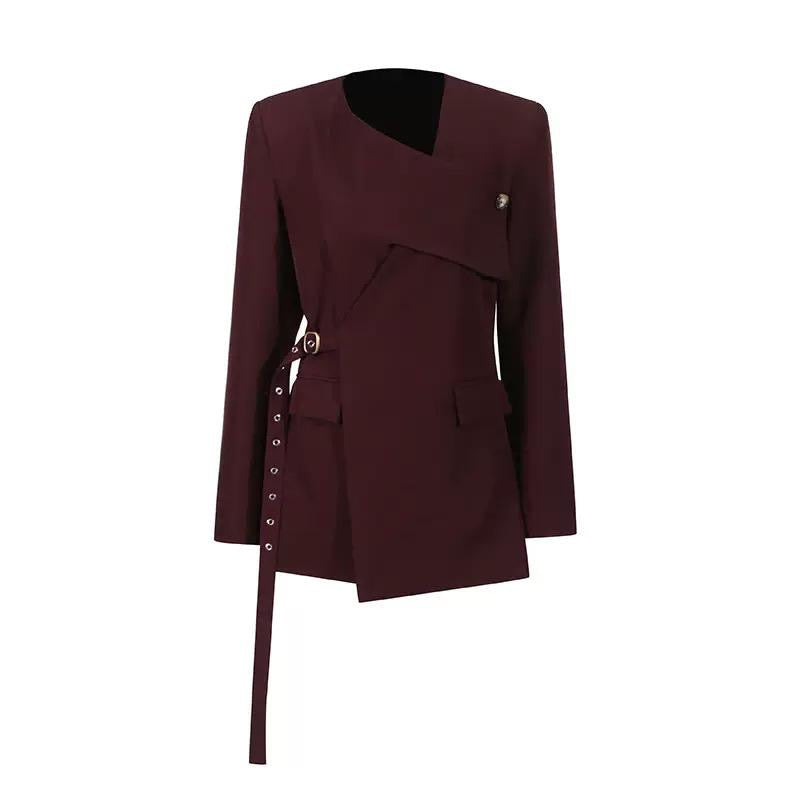 Modern Power Mini Dress with Angled Hem