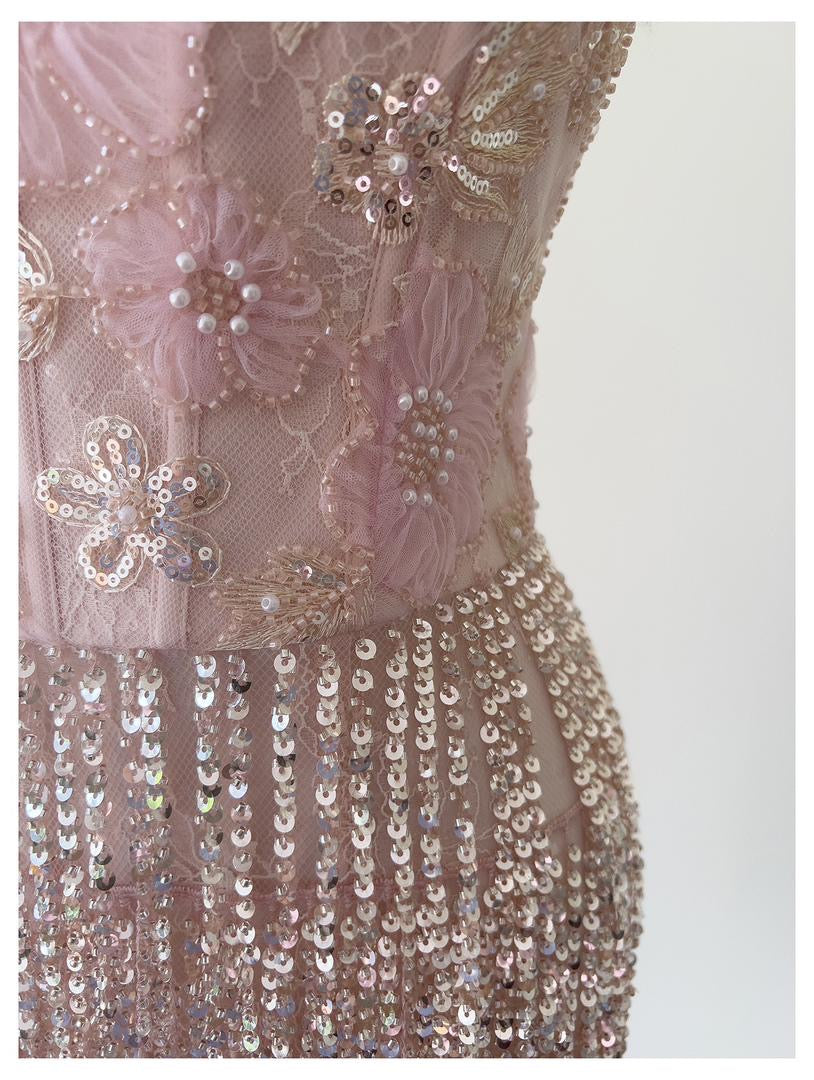 sparkle beading and square neckline dress