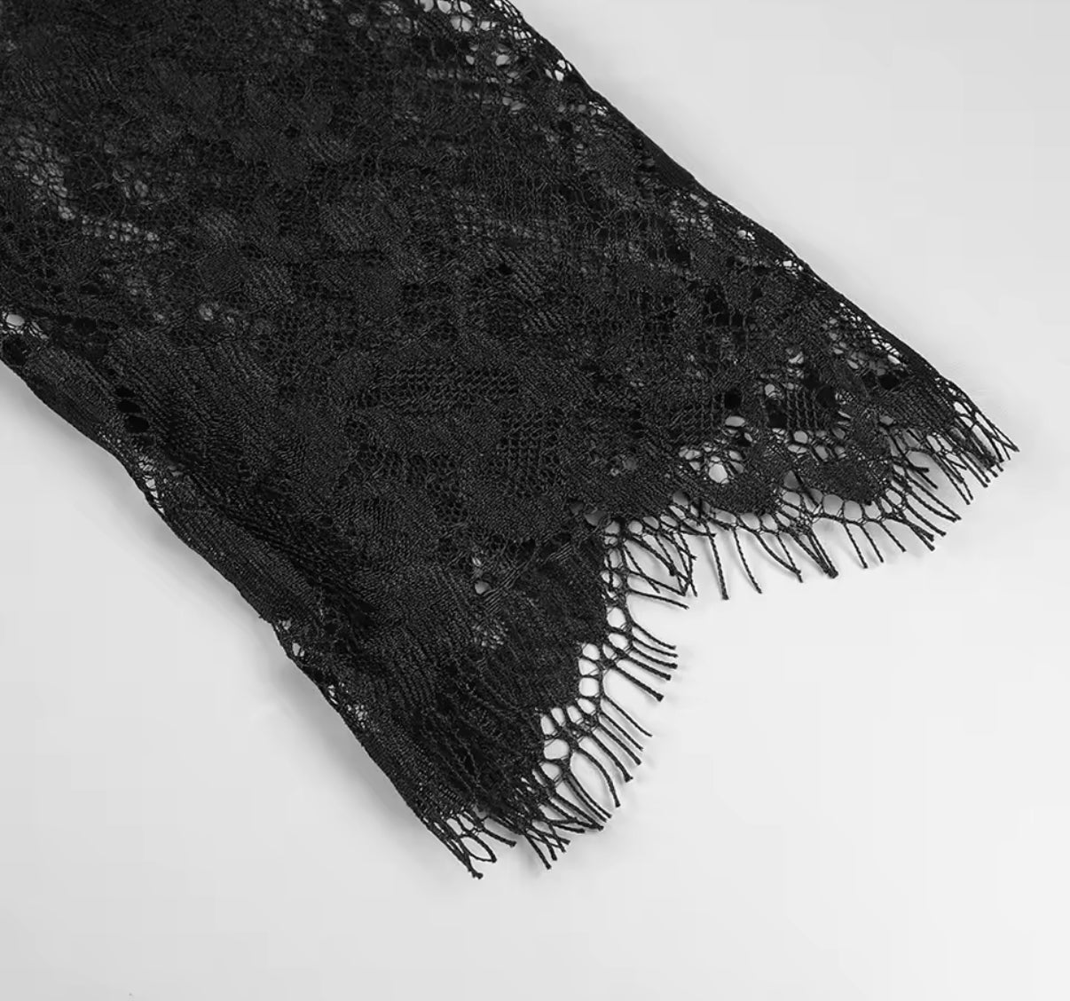 Black Illusion Dress with Beaded Corset and Lace Train