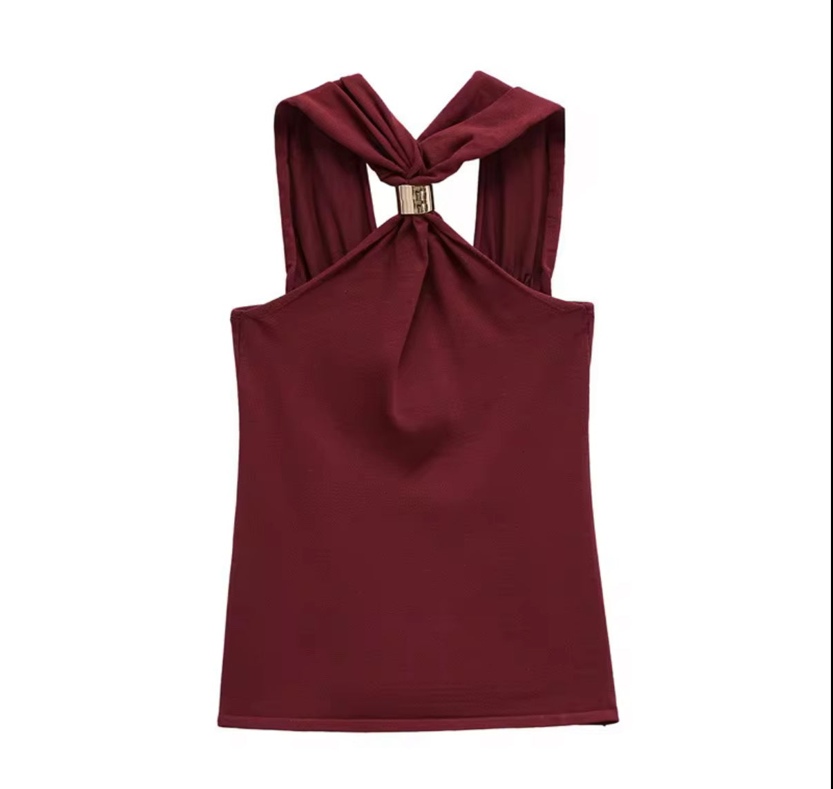 Elegant Halter Neck Top with Metallic Clasp Finish