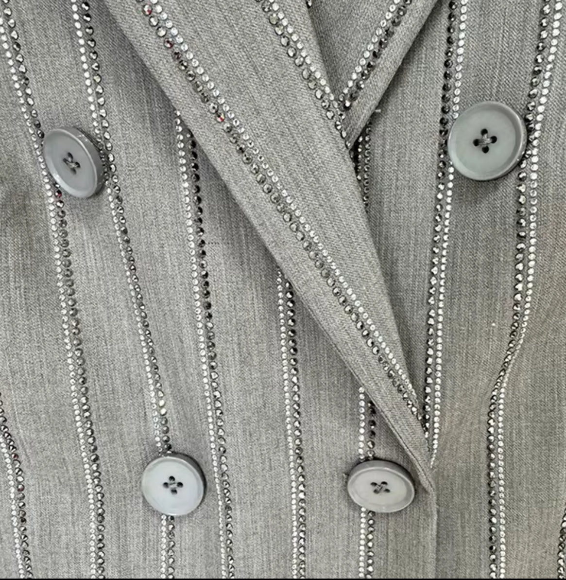 Metallic Silver Pinstripe Pantsuit
