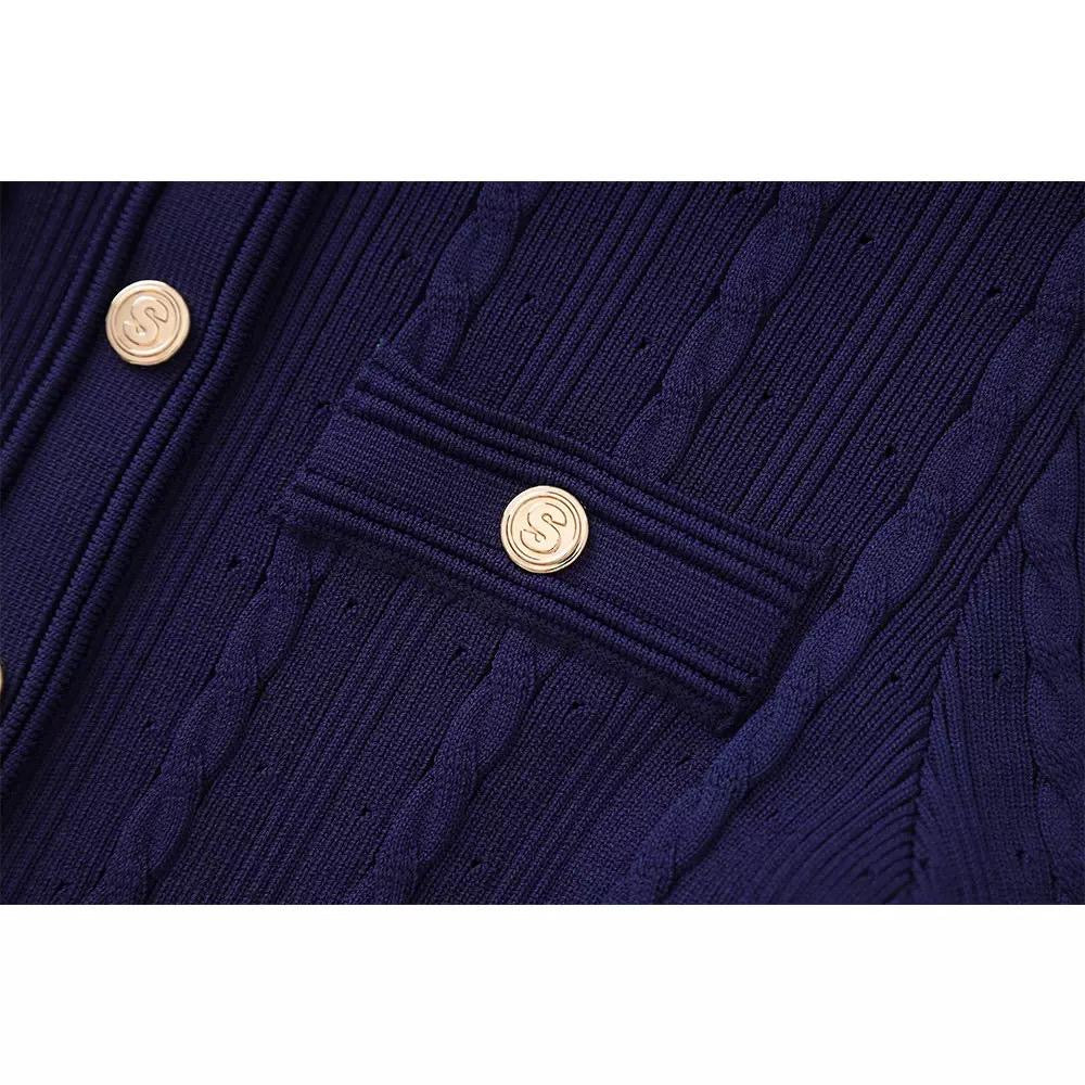 Midnight Charm Knit Button Dress