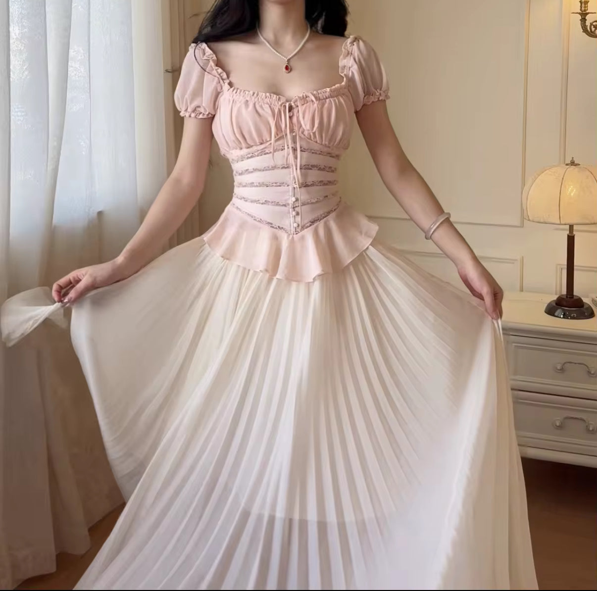 Blush Ruffle Corset Crop Top