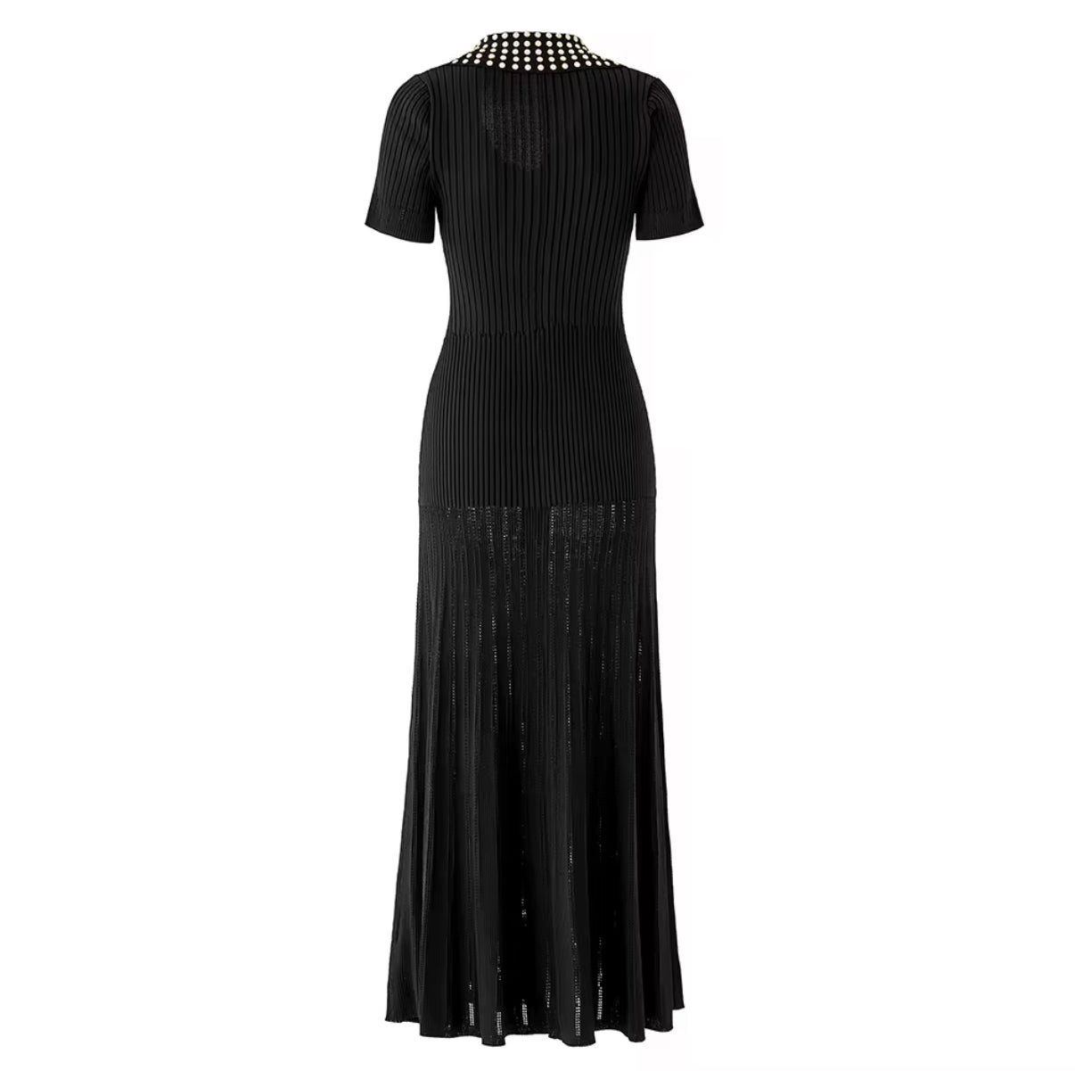 Crystal Collar Ribbed Maxi Dress