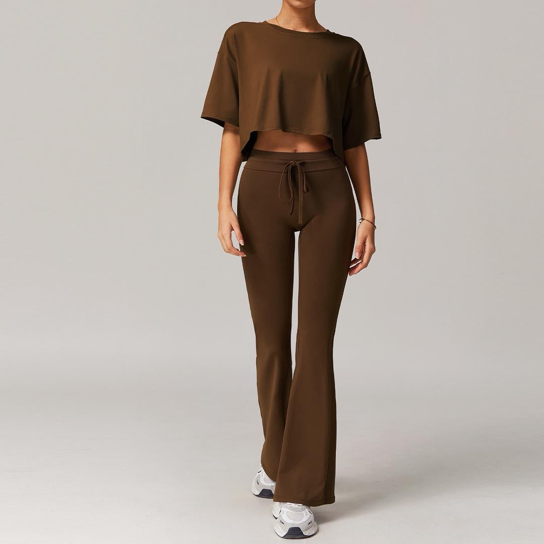 cropped tee with flare pants