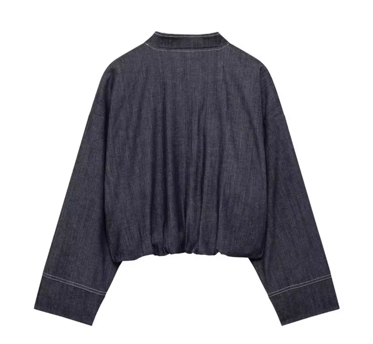 Denim Chic Two-Piece Set with Pleated Mini Skirt