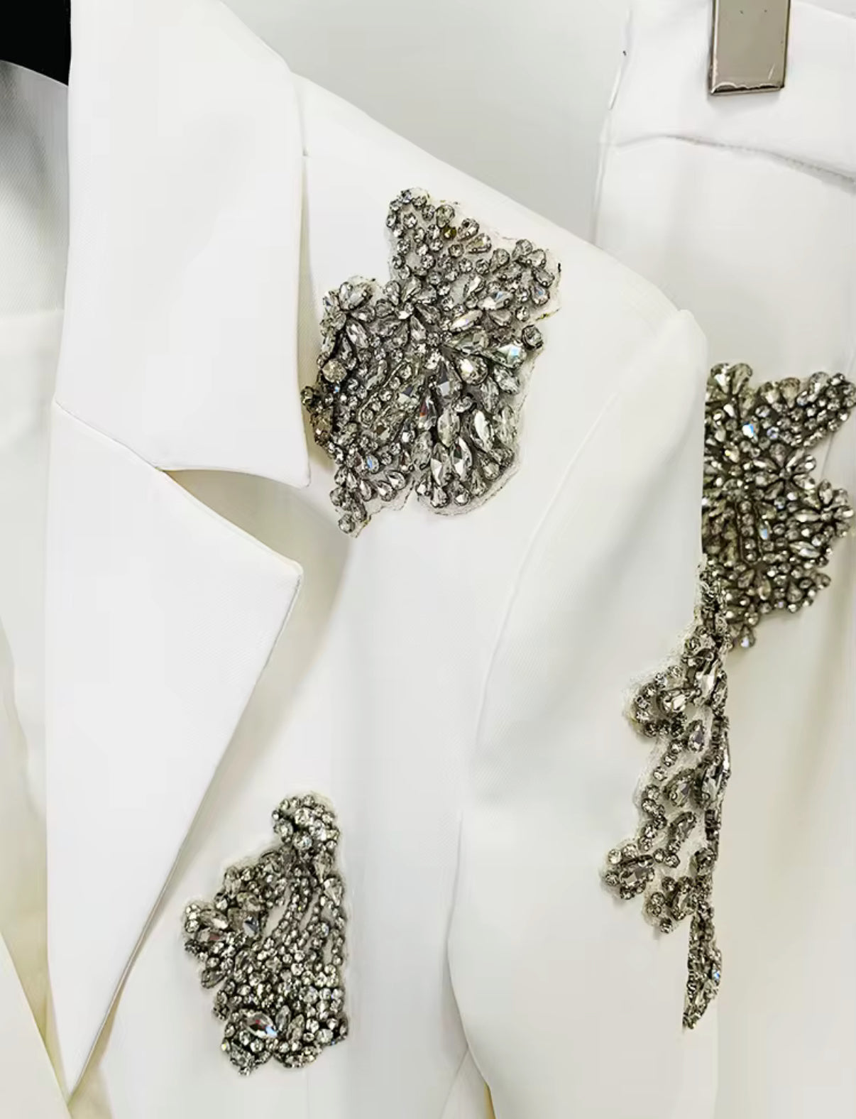 tailored blazer & pants with crystal appliqué details