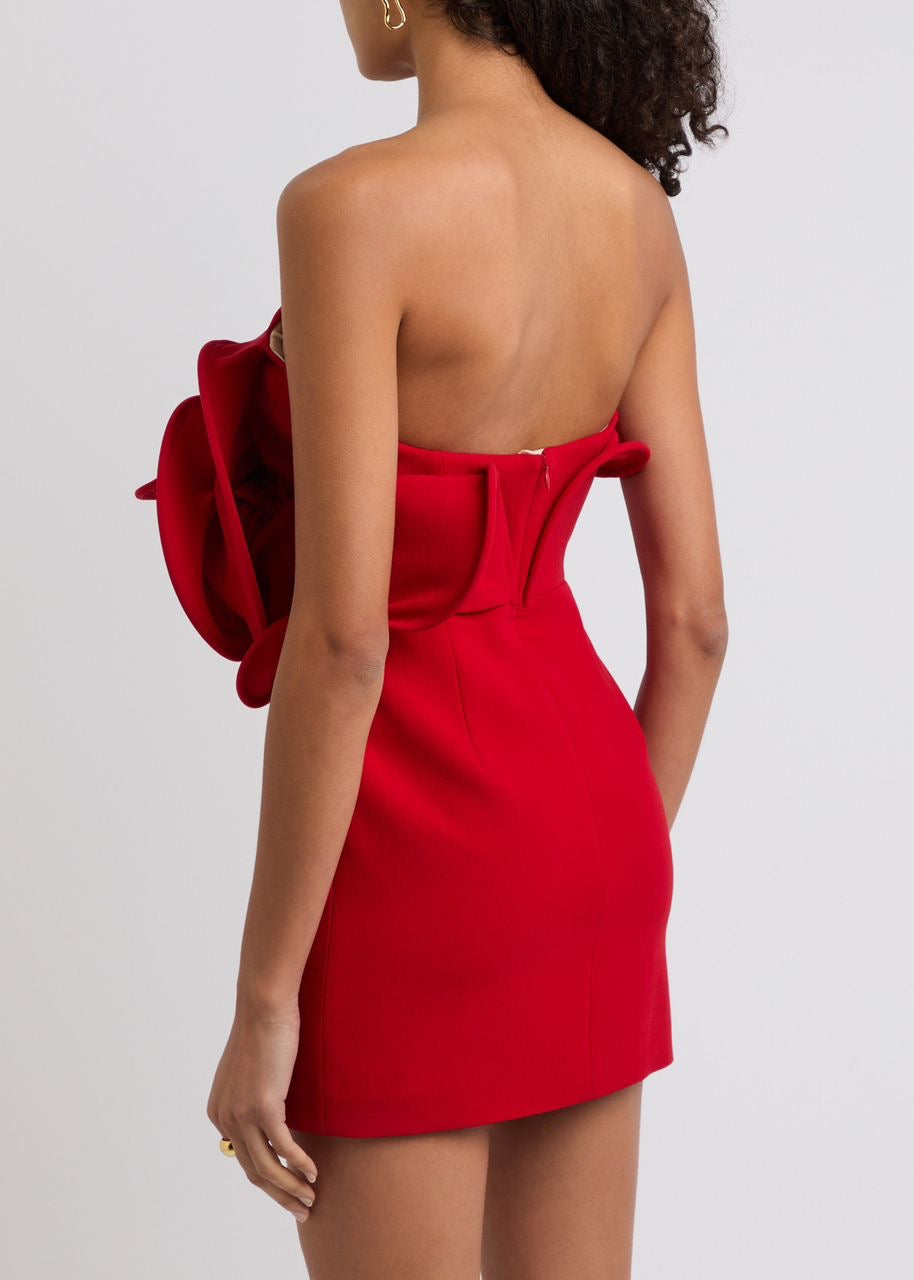 Bold strapless neckline dress with fold-over edge