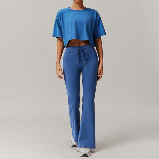 cropped tee with flare pants