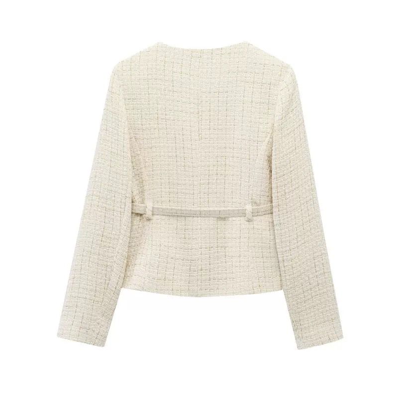 Classic Chic Tweed Jacket with Adjustable Belt