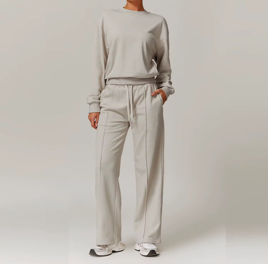 relaxed fit top with wide-leg pants