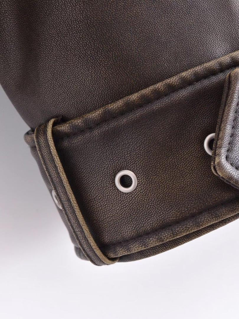 Cropped Leather Biker Jacket