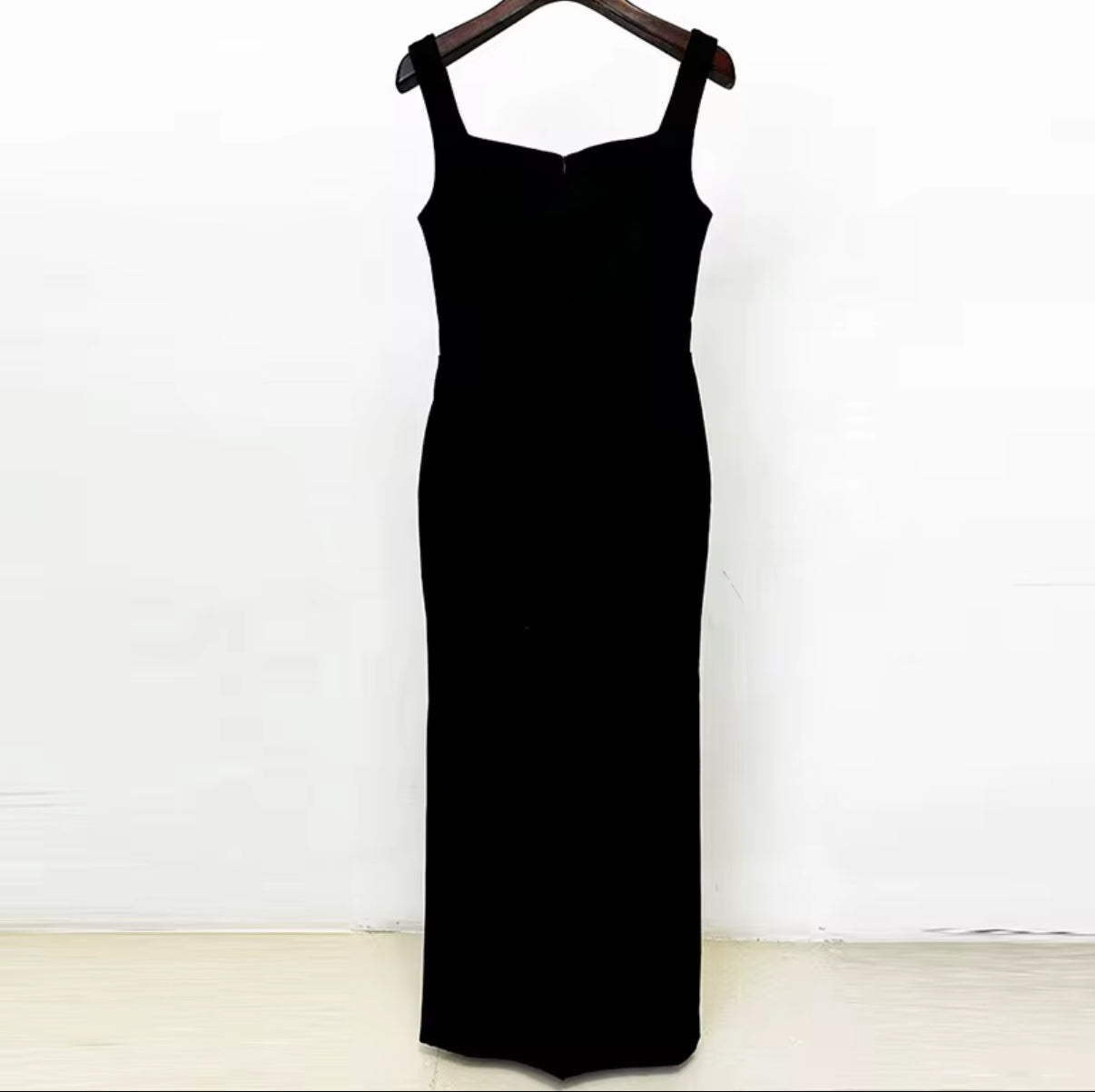 Black Sleeveless Evening Dress with Sparkling Starburst Embellishments