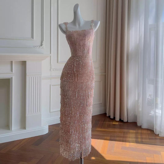 sparkle beading and square neckline dress