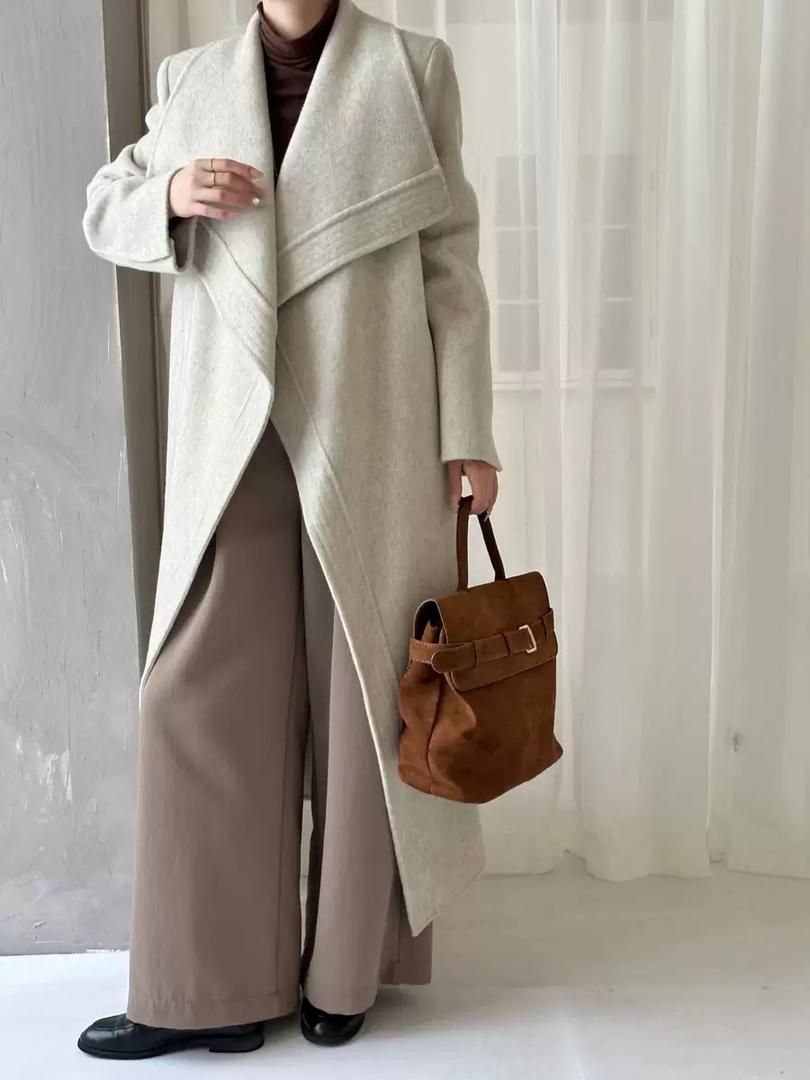 Majestic Drape Wool Wrap Coat