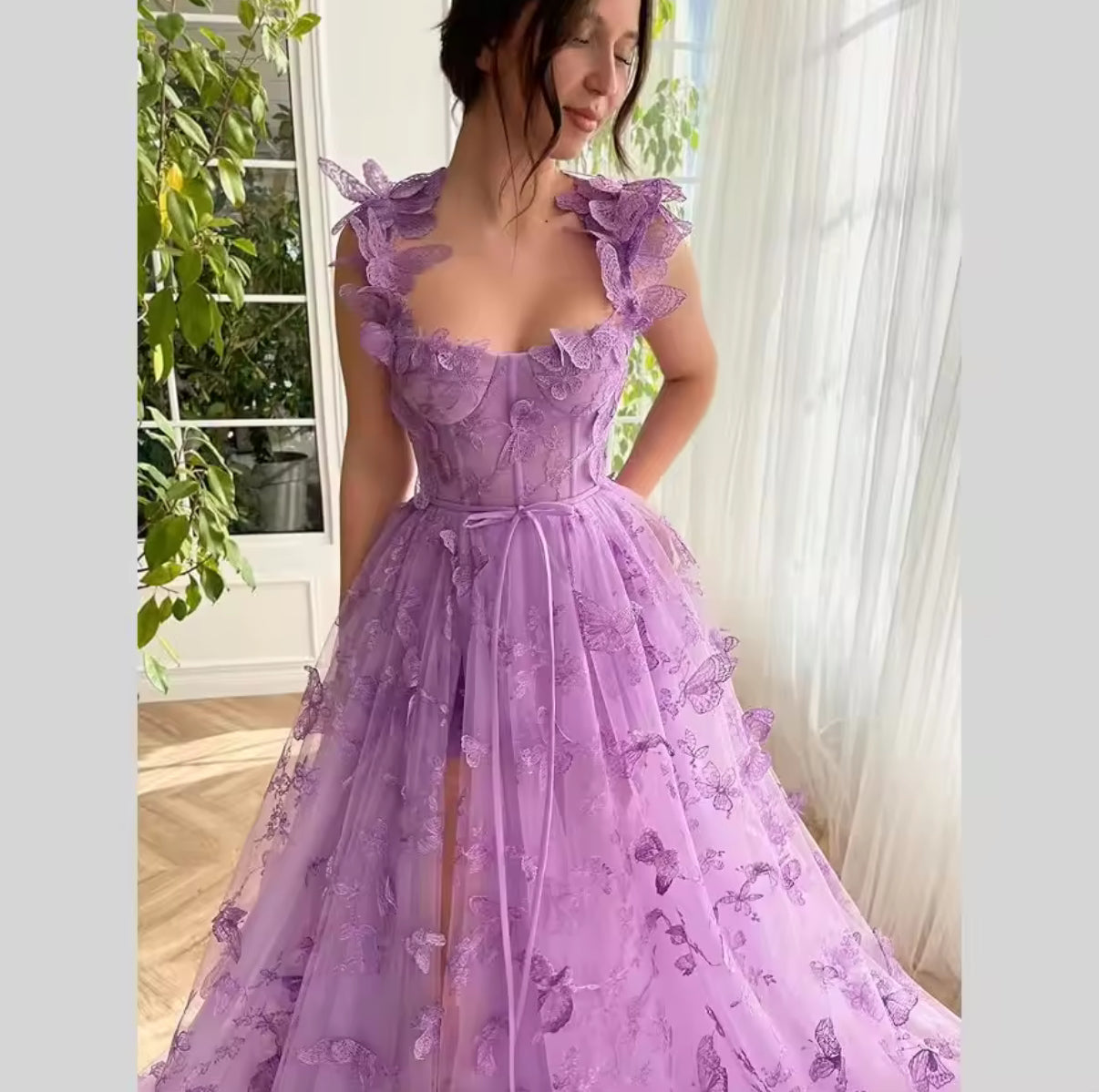 sheer dress detailed with floral embroidery