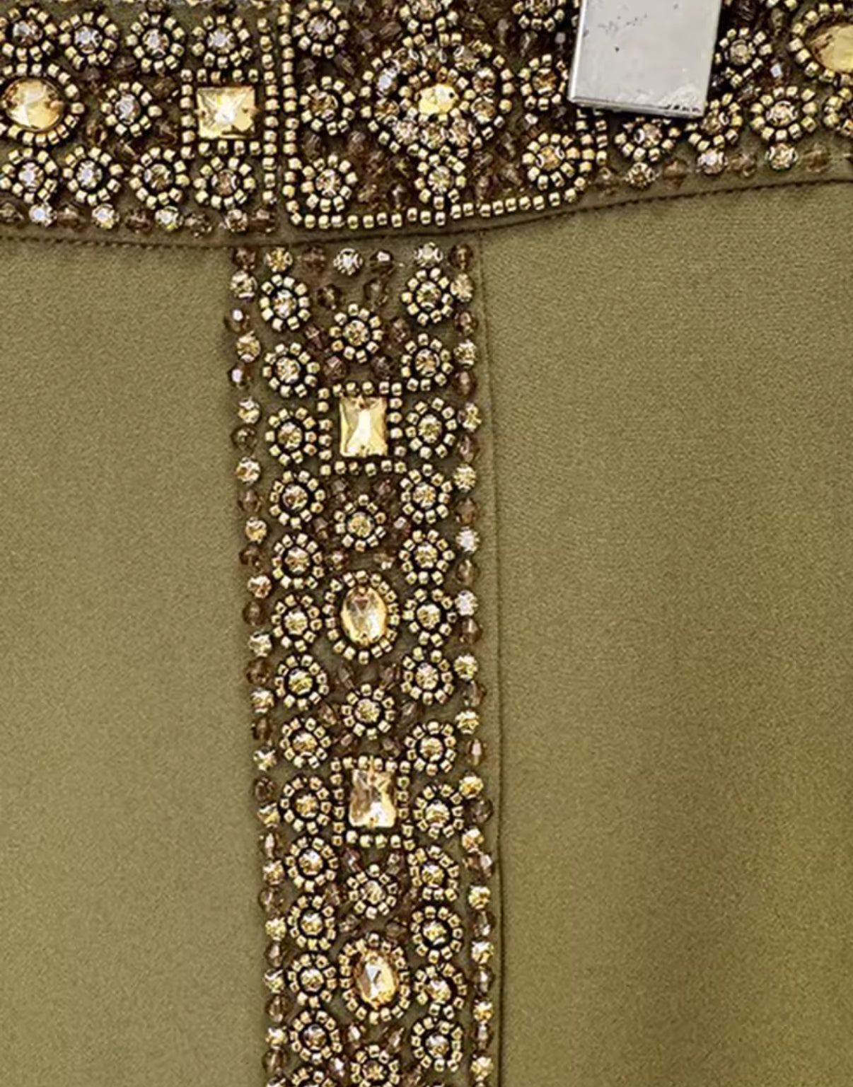 Olive Green Maxi with Sequin Trim