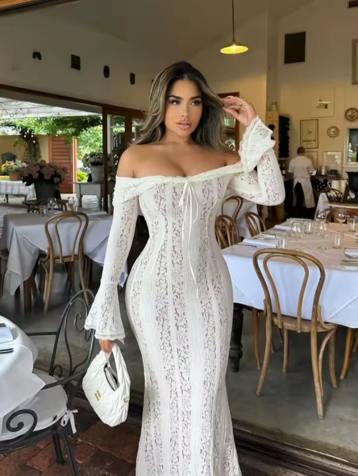 Eternal lace off-shoulder dress