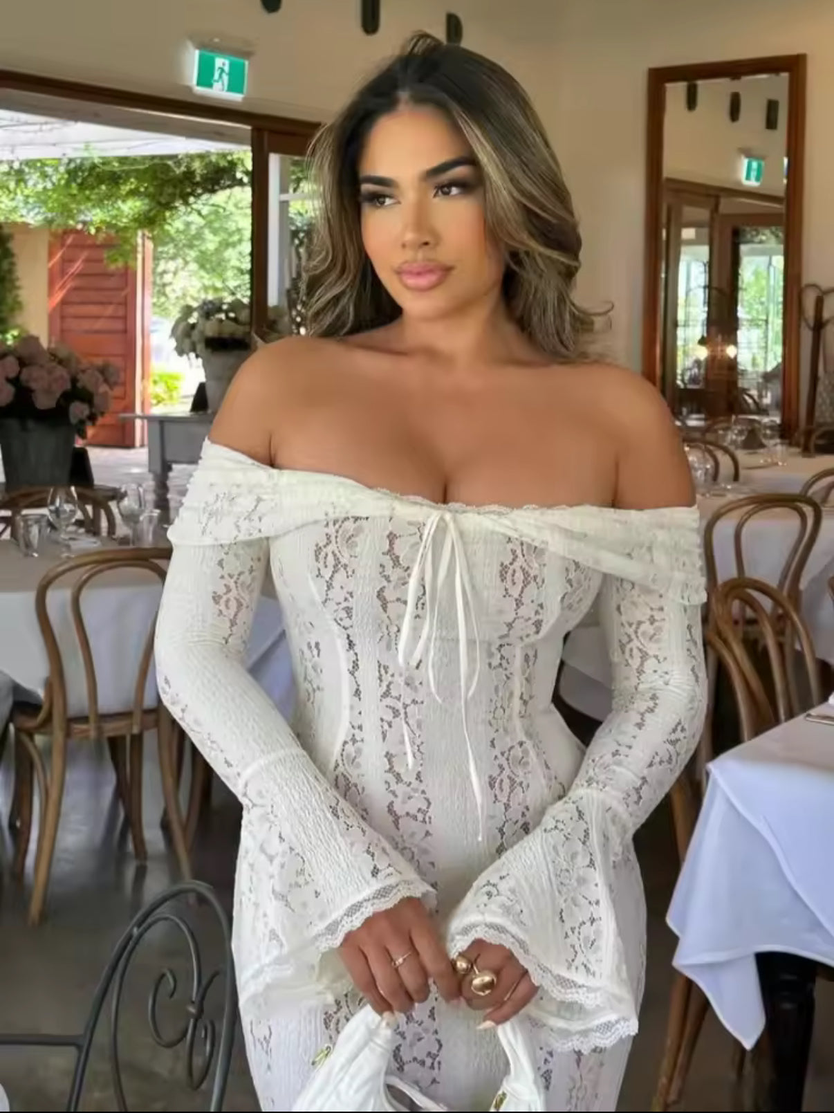 Eternal lace off-shoulder dress