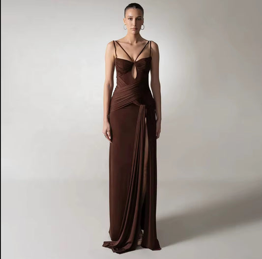 Bronze goddess gown dress