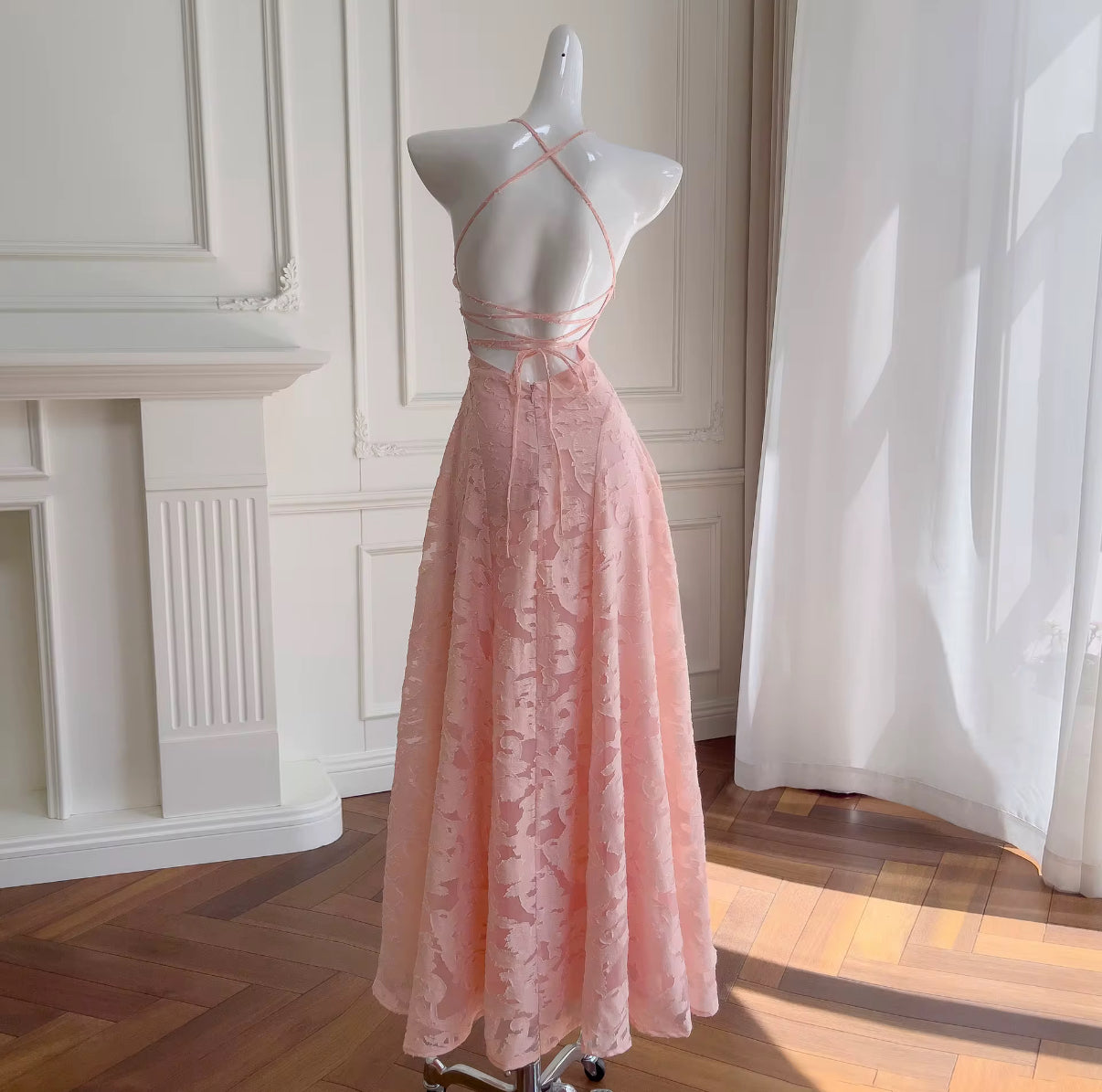 Blush whisper halter backless max dress