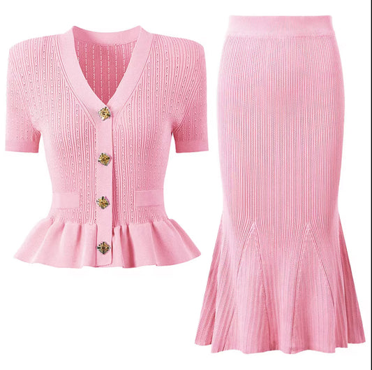 Blush Peplum Elegance Set