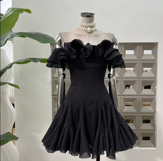 Off-Shoulder Ruffle Mini Dress