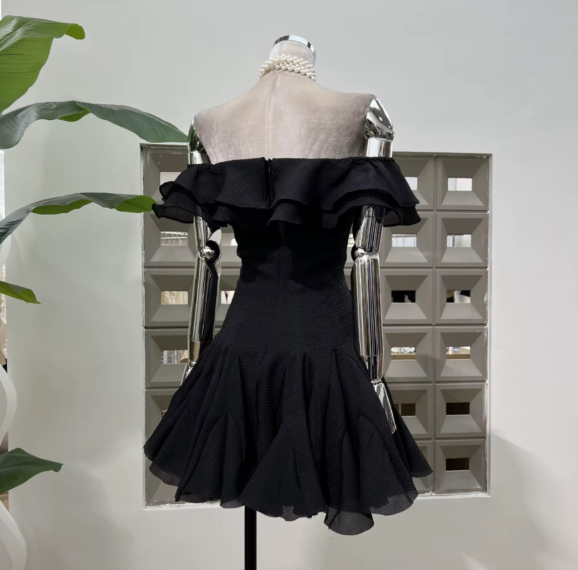 Off-Shoulder Ruffle Mini Dress