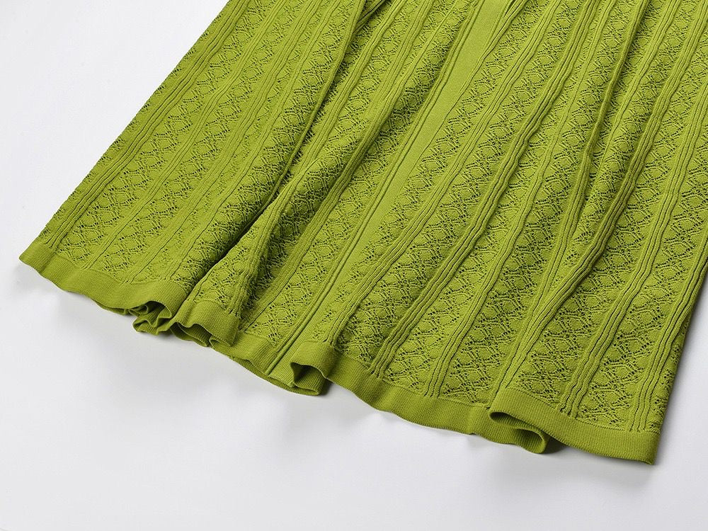 Button-Down Long Dress with Sheer Lace Accents and Pocket Design