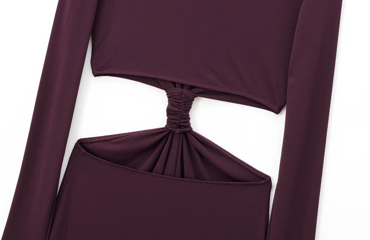 Long-Sleeve Maxi Dress with Front Twist