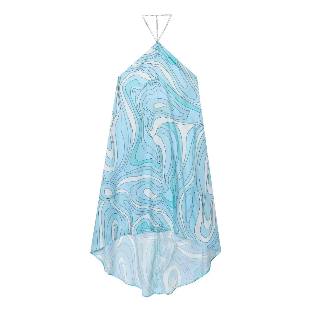 Aqua Flow Chain Backless Dress