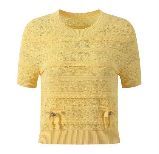 Soft Lace Bow Knit Top