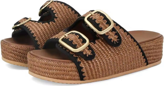 Solara Raffia Slides