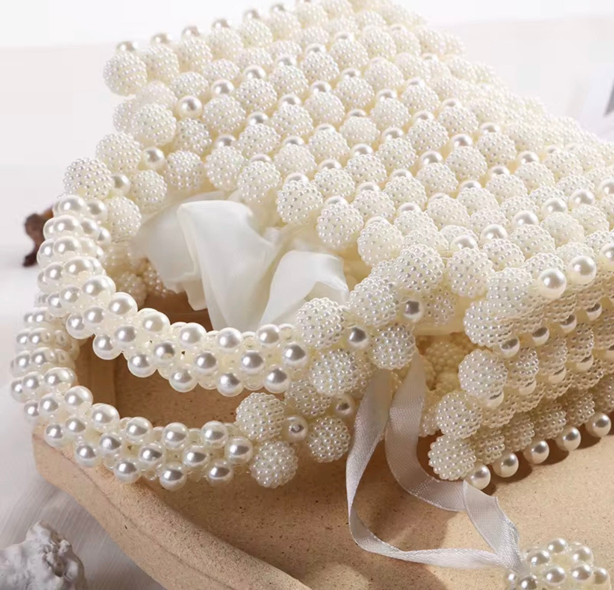 White Pearl Crystal Mini Bag