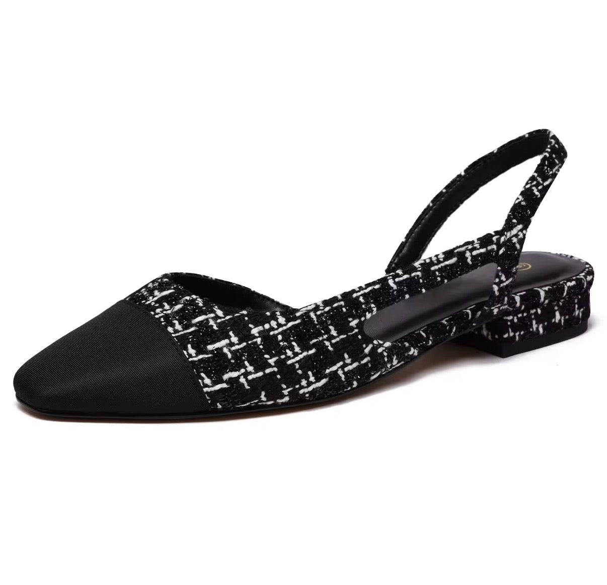 Chic Tweed Slingback Flats