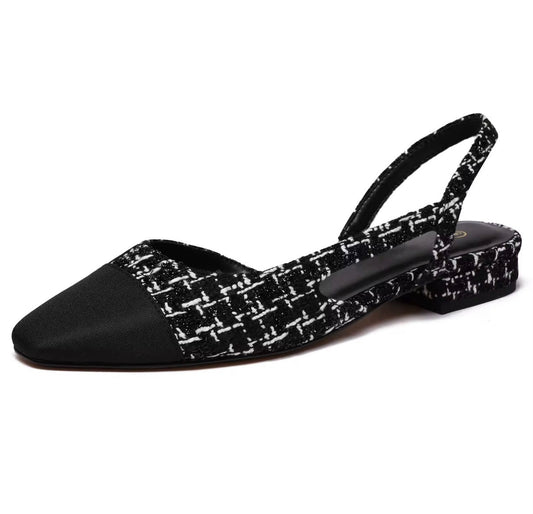 Chic Tweed Slingback Flats