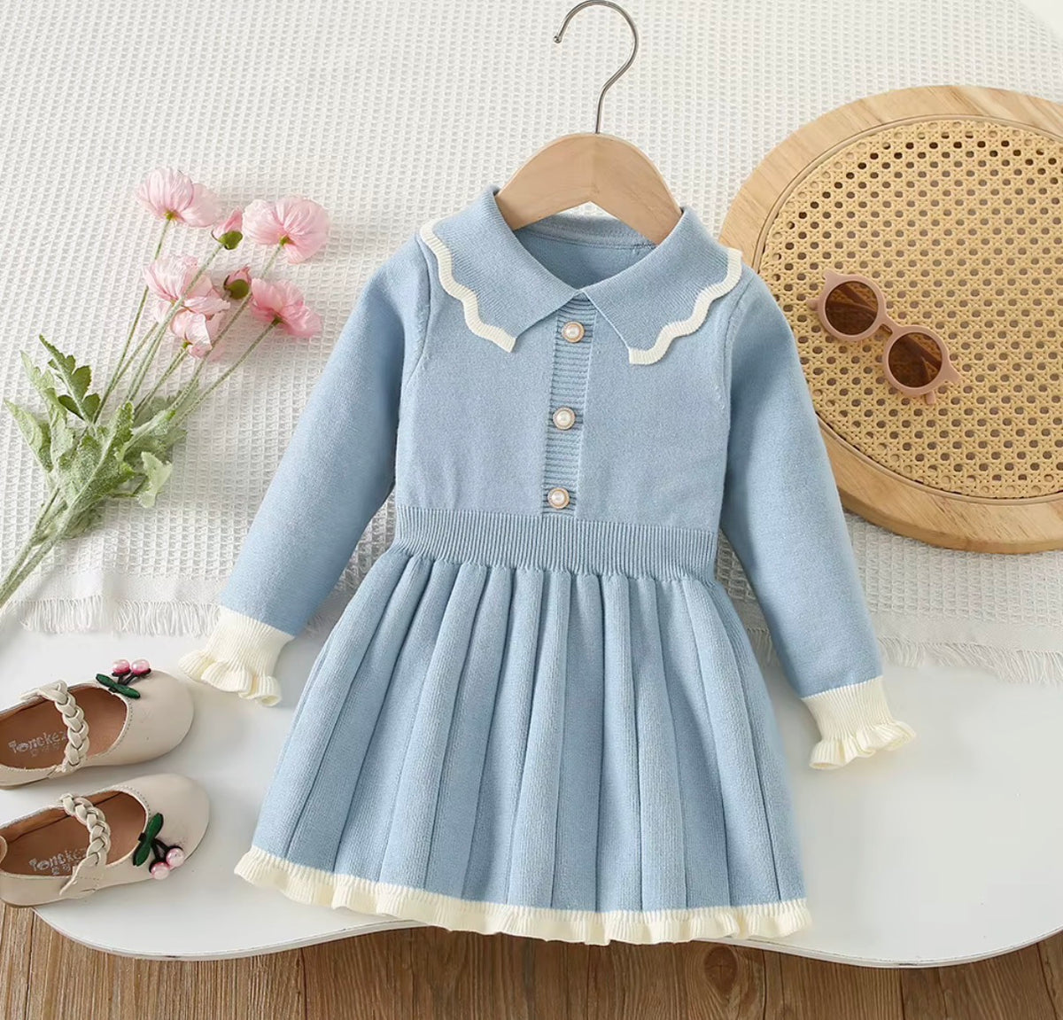 Pearl Collar Knit Dress