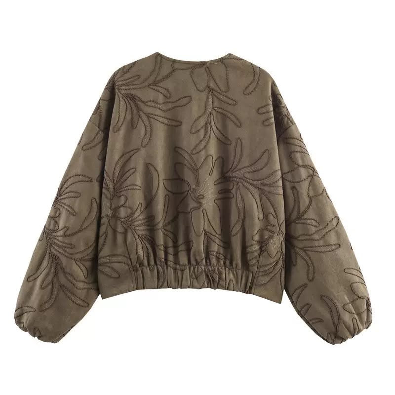 Floral Embroidered Bomber Jacket