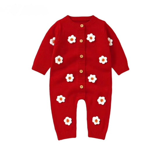 3D Daisy Knit Romper